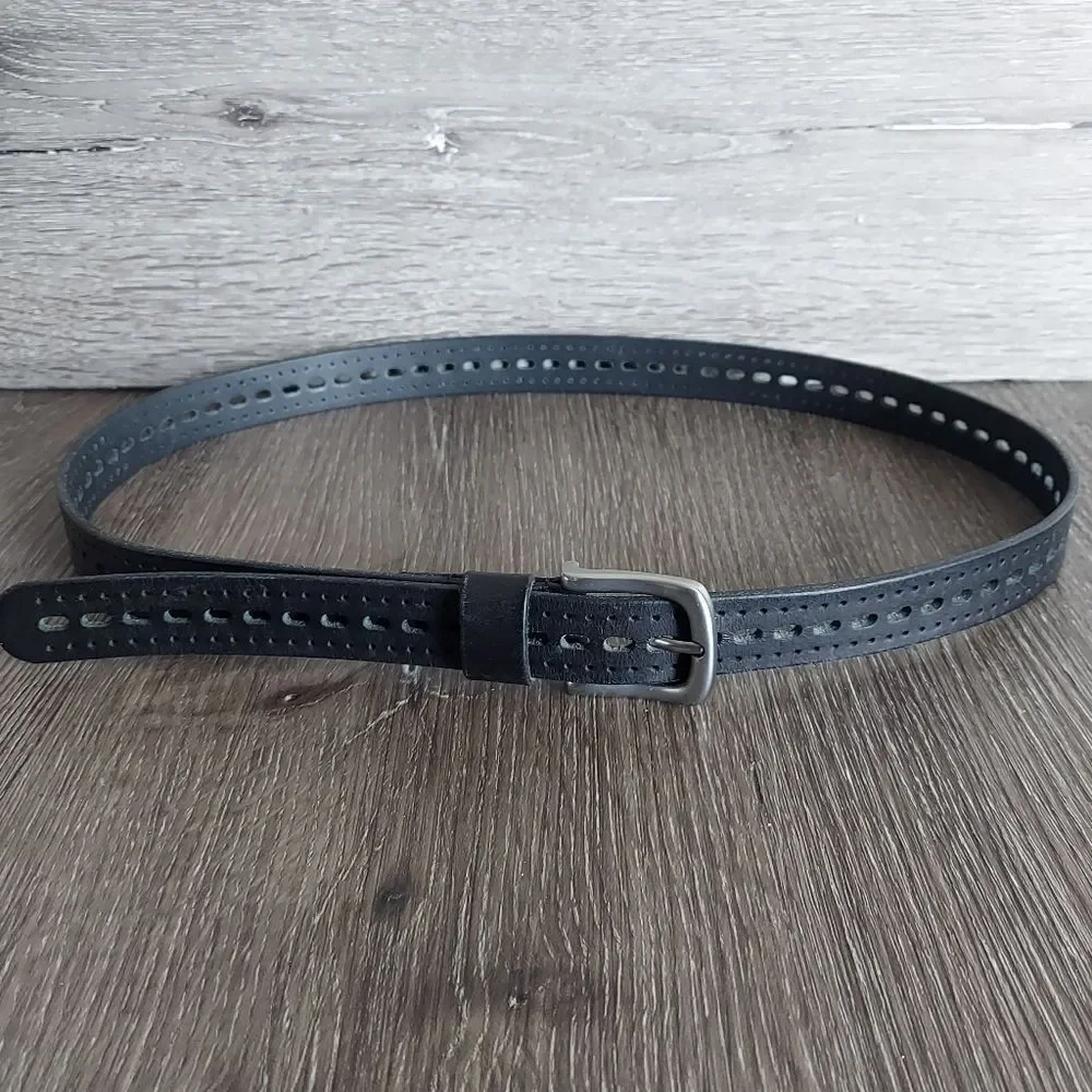 Black Perforated Leather Belt Medium/Large